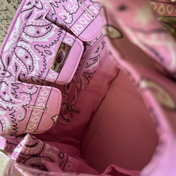 Veronica Beard Paisley Print Pink Mini Tote Bag Crossbody Strap❤️Gift❤️ - Picture 8 of 11
